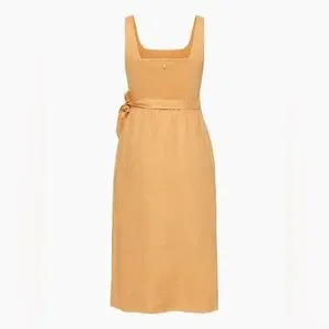 Aritzia | Dresses | Wilfred Linen New Saturn Midi Dress Soft Apricot Peach  Yellow | Poshmark
